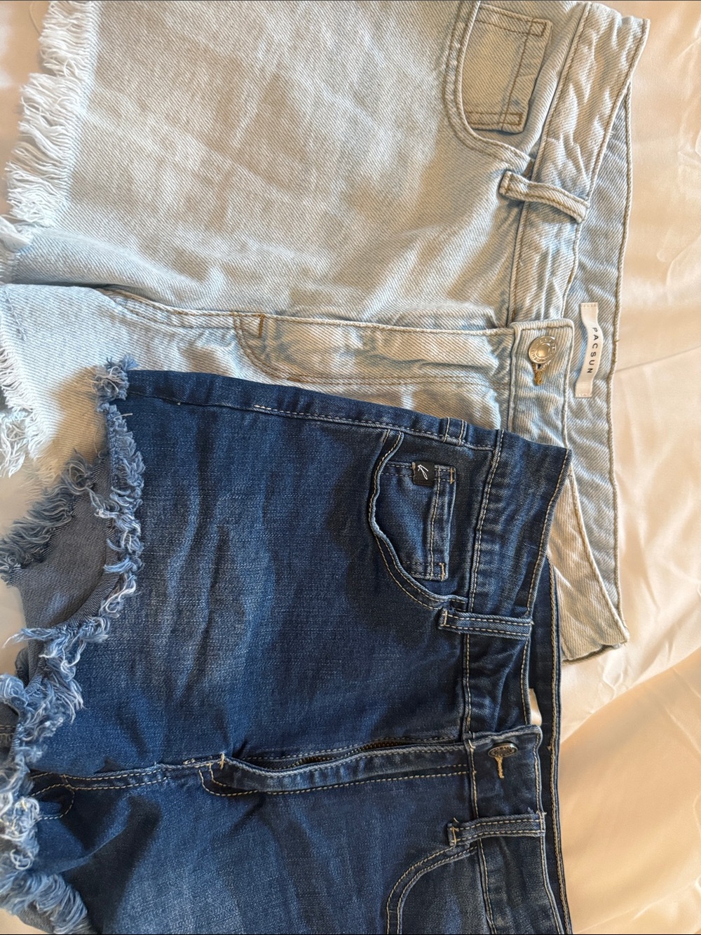 PacSun Light Wash and other brand Dark Blue Denim Jean Shorts - Frayed Hem